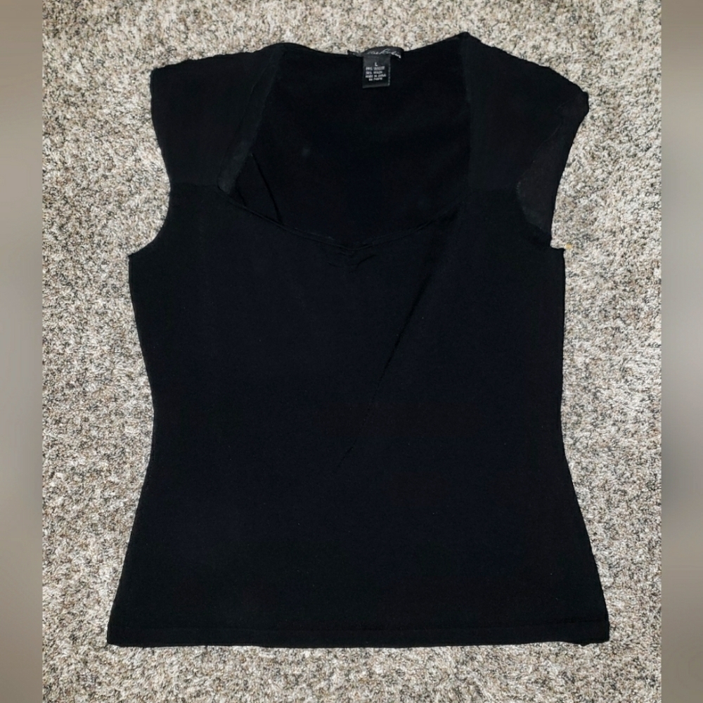 Lillie Rubin| Vintage Fitted Blouse with Sheer Sleeves